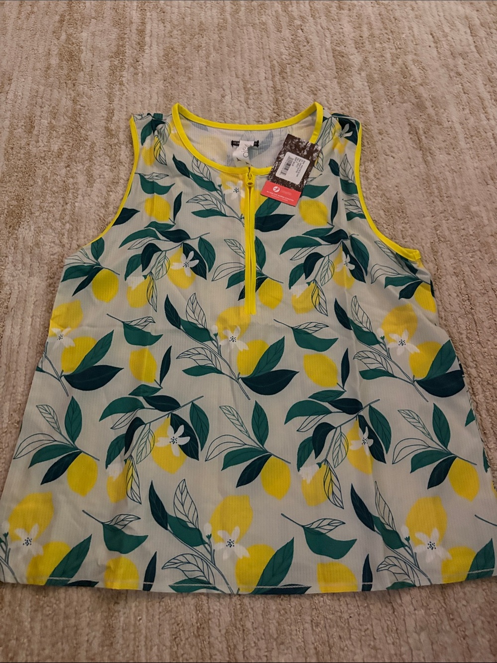 oiselle Lemon Print Tank Top - Size 8